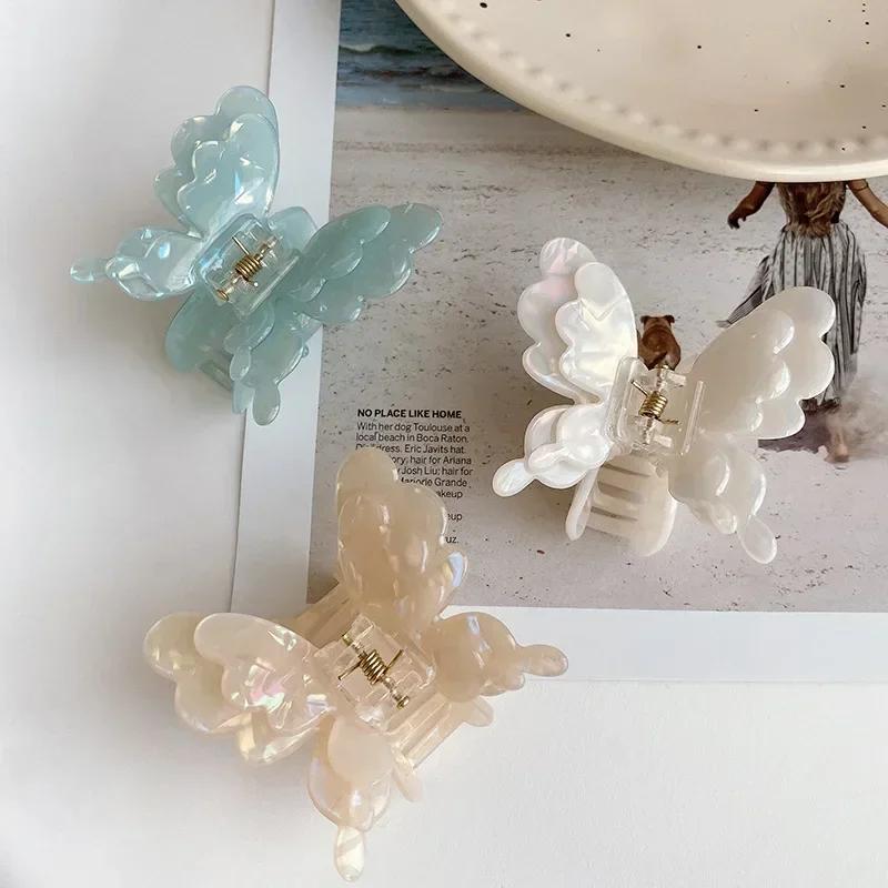 Double-Layered Butterfly Crab Barrette For Women Crab Hair Pins Accessories Anniversary Gift Ladies New Year’s Day Crab Clip