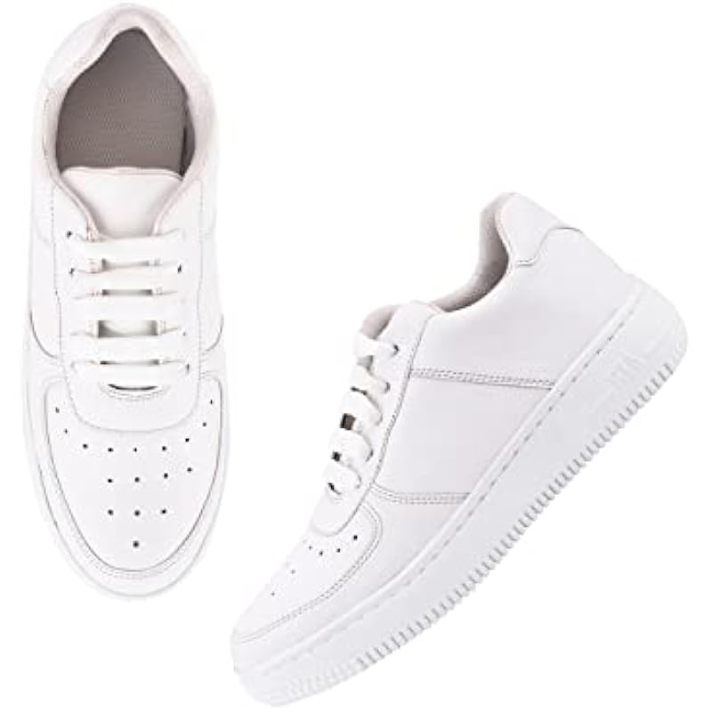 Women S Platform Sneakers Colorblock Lace-Up Trainers With Thick Soles Fashion Casual Walking Shoes White-Eu39 6 UK белый