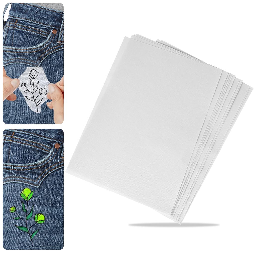 12Pcs Sticky Water Soluble Embroidery Stabilizer Printable Embroidery Backing Stabilizer Self-Adhesive for Clothes 8.26x11.7in