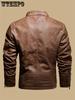 Vintage-Inspired Men's Faux Leather Jacket - Windproof, Warm Fleece Lined, Multi-Pocket Design for Motorcycle Riding & Casual Wear