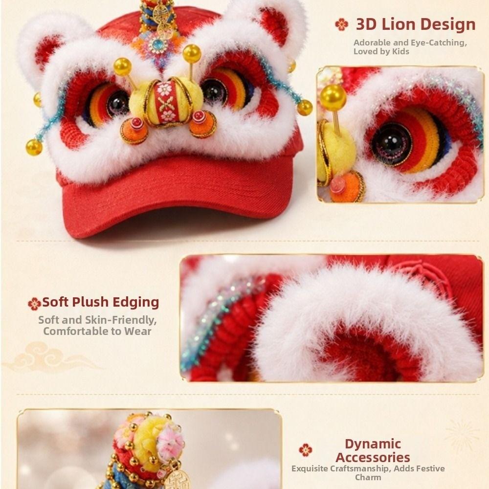 Plush Baseball Cap Versatile Style Casual Beach Cap New 3D Lion Dance Hat