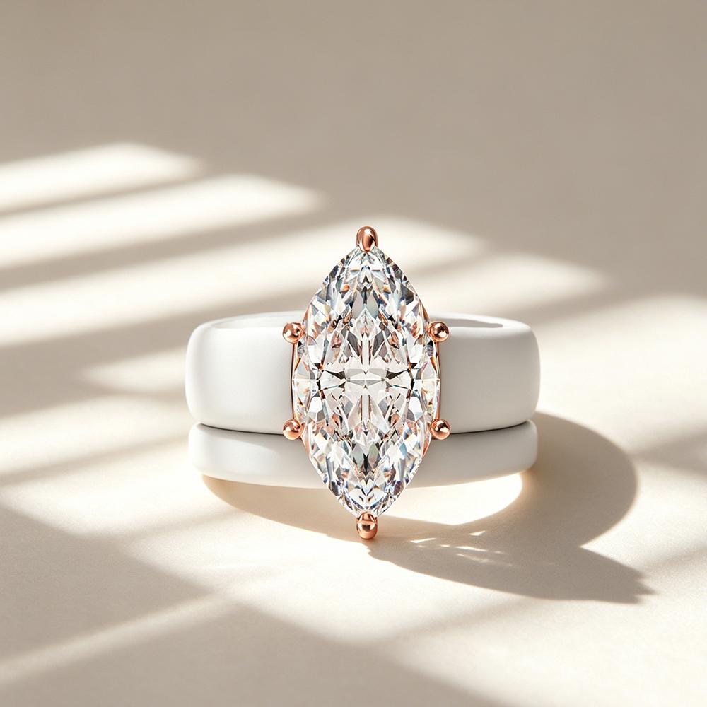 Low allergy white silicone wedding ring set, rose gold CZ diamonds, comfortable and soft rubber strap, suitable for women with s