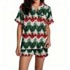 Women's Christmas Pajama Set Short Sleeve Button Down Shirt and Shorts Sleepwear Set