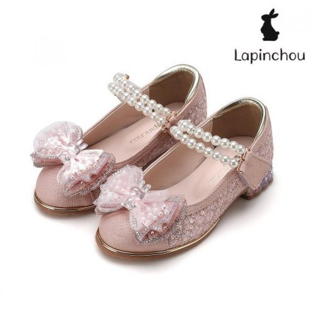 Tradhus Lapinchou Pearl Strap Mary Jane Spangle Salmon Kids Shoes Claire Bebe salmon/160