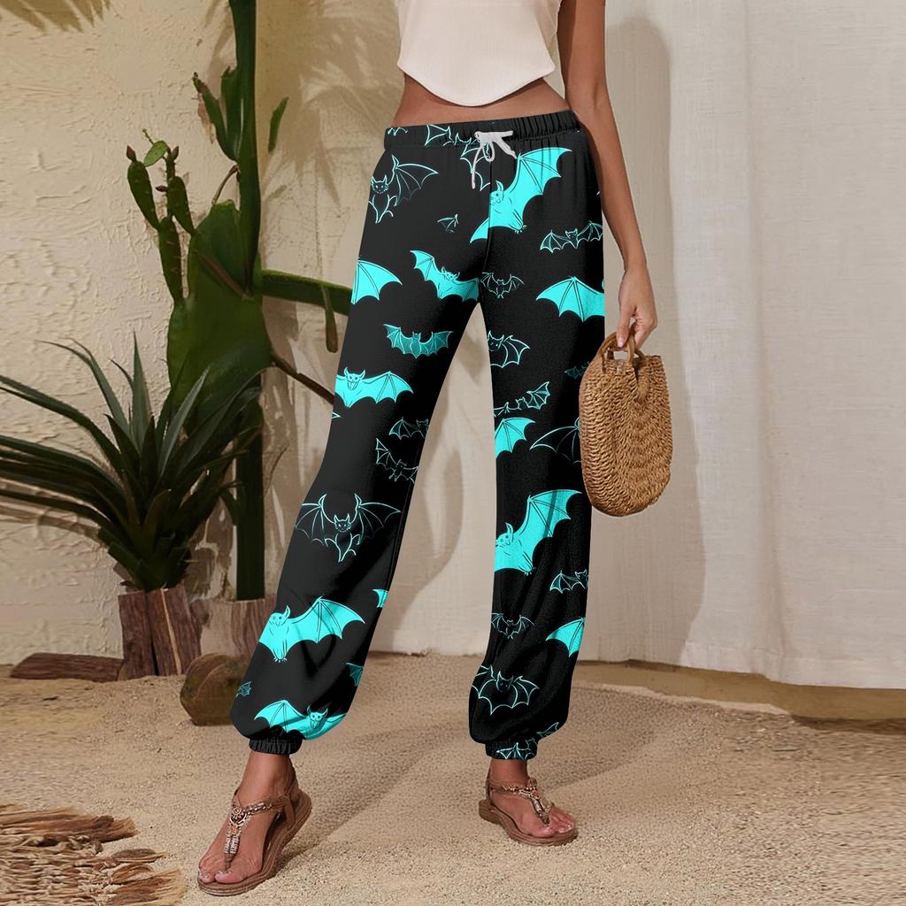 Women's Halloween Print Joggers Drawstring Elastic Waist Tapered Leg Casual Sweatpants