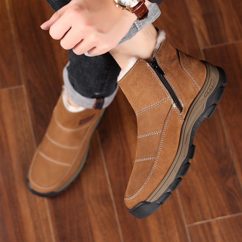 Wool Winter Warm Men's Snow Boots Outdoor Leather Men's Casual Shoes High-top Cotton Shoes Northeast Men's Shoes