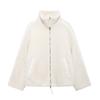 Giacca Cardigan da Donna Versatile Larga con Collo Rialzato in Velluto Teddy e Zip Doppia, Stile Europeo e Americano