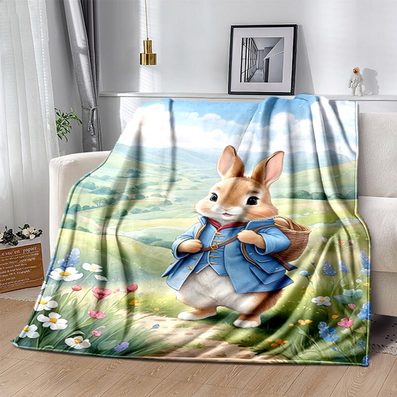 Peter Rabbit Flannel Blanket Soft Warm All-Season Throw, Design for Camping, Car Travel, Hiking Sofa, Bed, Office Perfect Gift for Parties