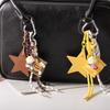Popcorn Potato Chips Braided Rope Bag Pendant PU Leather Star Keyring  Children Girl