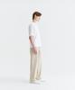 WHOLOVESART Unisex Semi-Wide Elastic Waist Slacks Cream