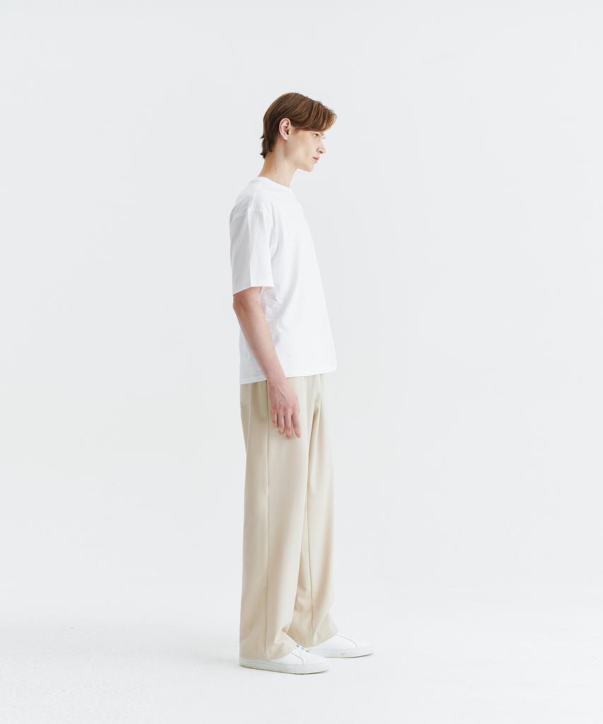 WHOLOVESART Unisex Semi-Wide Elastic Waist Slacks Cream