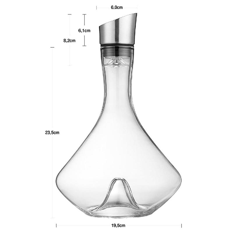 Crystal Glass Red Wine Decanter 2.2L (74.4 Oz) with 304 Stainless Steel Spout, Rapid Aeration, Enhance Wine Flavor