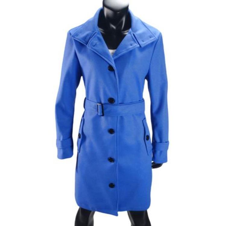 Plus Size Winter Woolen Coat High Collar Single Breasted Belted Jacket Long Sleeves Pure Color Thick Warm Dating Shopping Outerwear