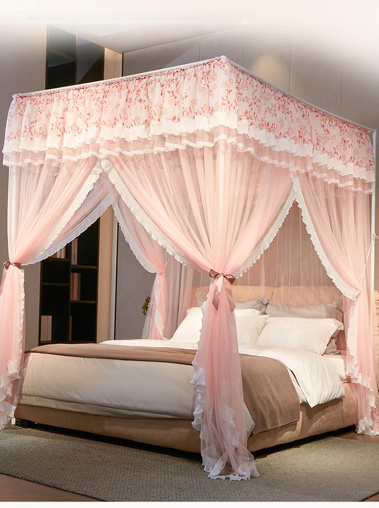 Three Door Floor Standing Mosquito Net for Home Bedroom 2026 New Model, High-end Princess Palace Bracket, Thickened and Textured Account