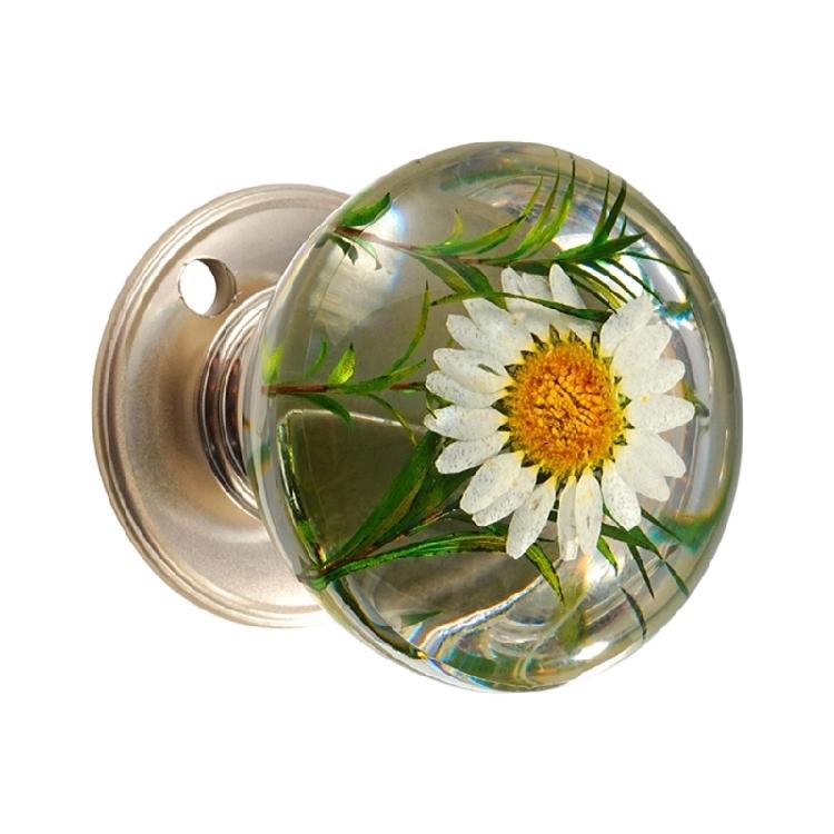 Decorative Orb Door Handle with Clear Resin Art Work Metal Ergonomic Shape Hassle Easy Installation for House