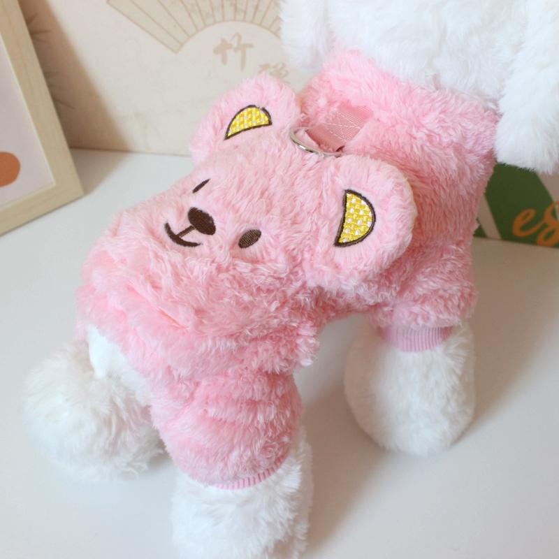 Dog clothes, autumn and winter clothes, new pet clothing can be towed, thickened bear four-legged velvet clothes, pet supplies