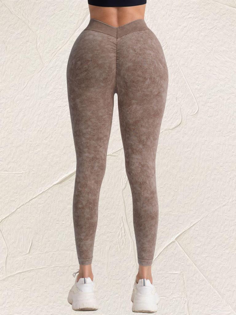 Seamless Sandwashed Women's Yoga Pants - Peach Hip Lift, High Elasticity, Outdoor Running & Sports Tights