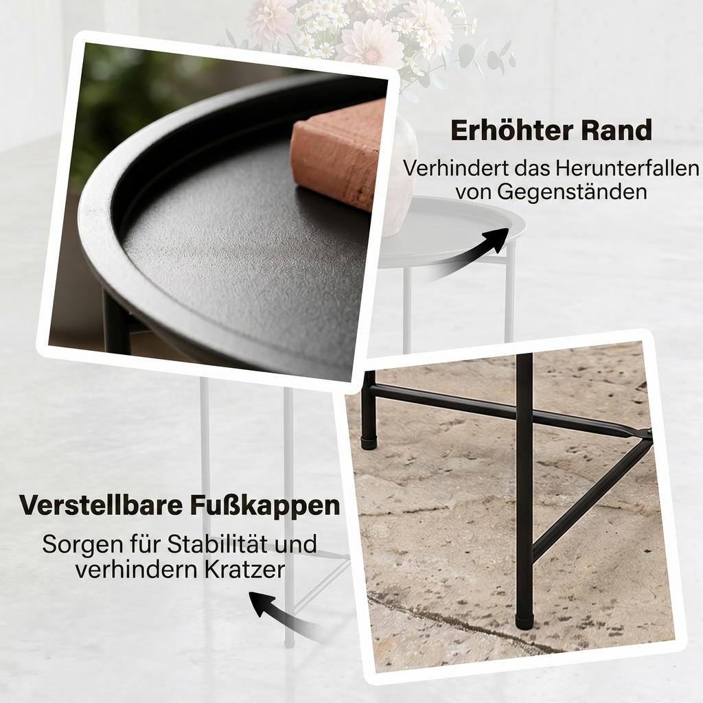 Steel Removable Tray Top Garden Table - Black