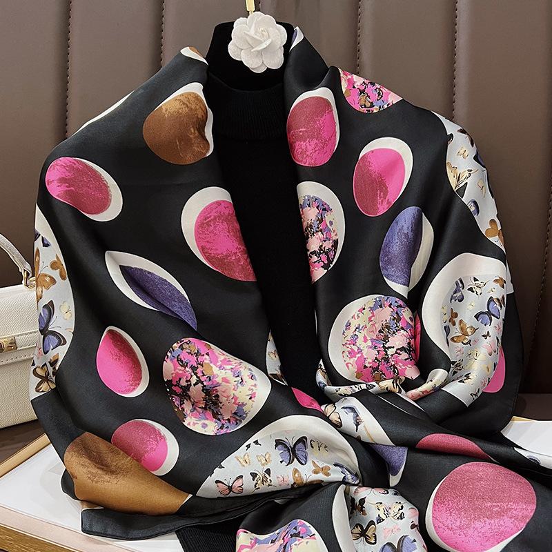 

Summer sunscreen silk scarf Spring and autumn new beautiful brocade long scarf printed long women s fashion air-conditioned room shawl 180cm