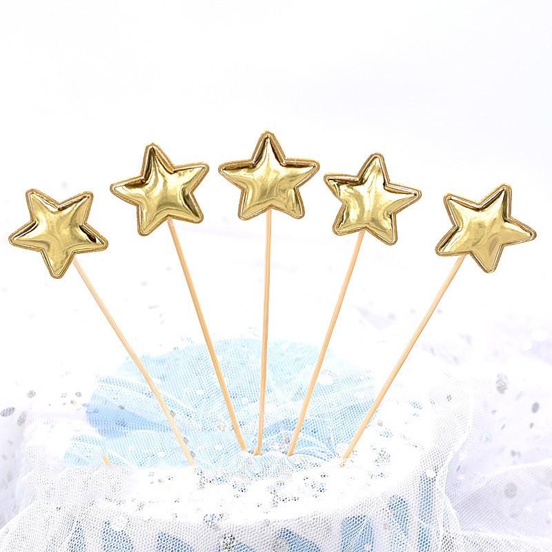 Peach Heart, Star, Snowflake, and Crown Cake Decoration Toppers for Birthdays