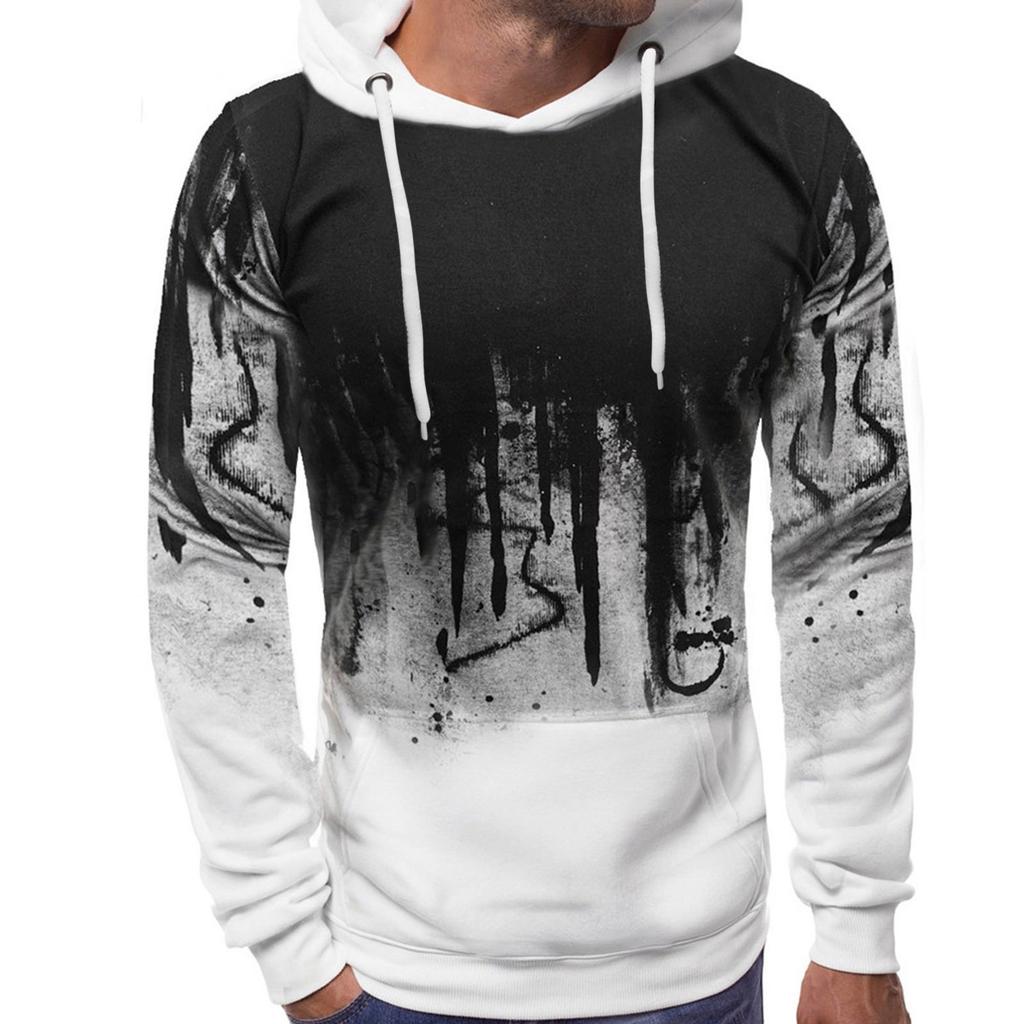 Männer Farbverlauf Pullover Langarm Kapuzenpullover Tops Bluse