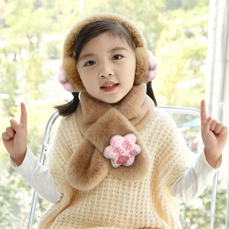 2025 Children's Cartoon Rabbit Fur Scarf – Thickened, Plush, Autumn/Winter Baby Neck Warmer for New Year and Christmas.