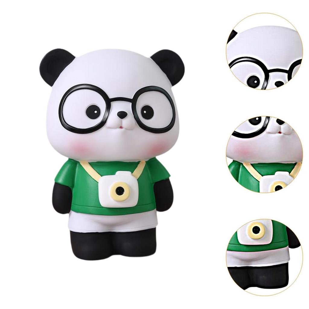 Panda Sculpture Valentine's Day Ornament Cartoon Cute Piggy Bank for Bedroom