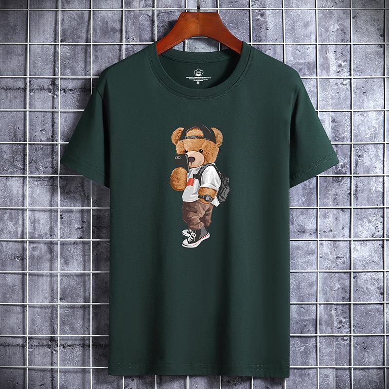 Pánské trendy bavlněné tričko volného střihu s potiskem - Krátký rukáv