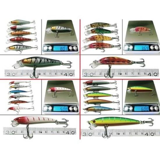 Lure Set Fishing 56 Pieces Case Minnow Crankbait Floating Shallow Deep Bass Sea Trout Ocean River Lake Stream Beginner
