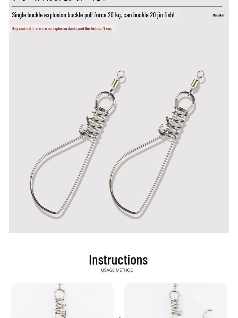 Stainless Steel Big Fish Hook & Lock - Large Portable Fishing Tool for Live Fish and Giant Carp.