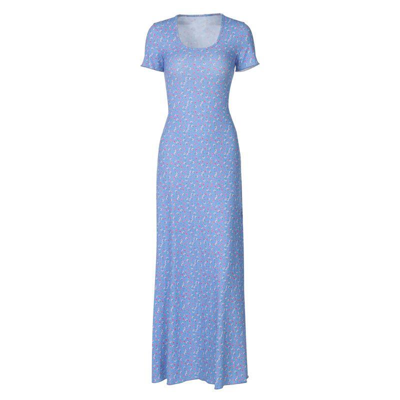 U-neck Back Strap Short Sleeve Dress
