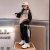 Girl's Spring and Autumn Suit Middle and Older Children Hooded Sweater + Pants Cool Two-piece Set
