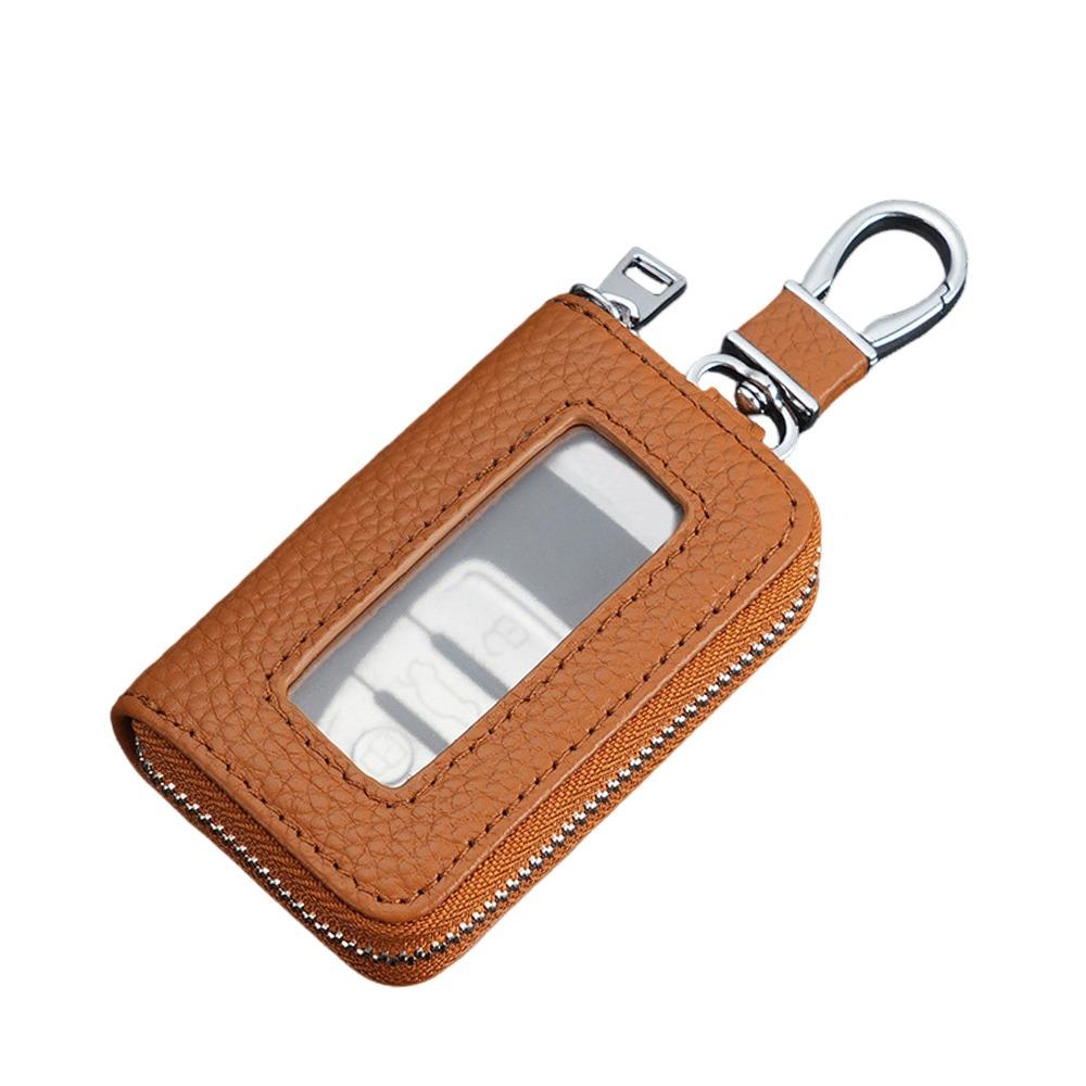 Universal Leather Car Key Bags Zipper Classic Key Pouch Hook Keychain Holder Men Women