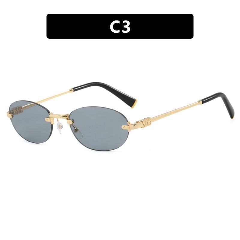 Retro Frameless Oval Sunglasses Fashion Men Fishing Driving Glasses Uv400 Shades Eyewear Essential Goggles For Outdoor Travel