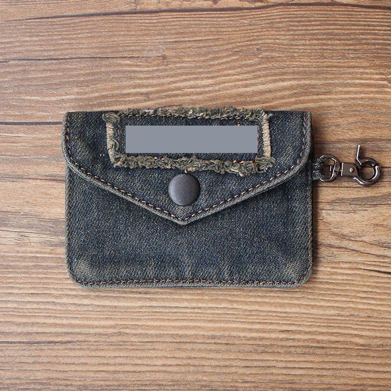 1pcs Retro denim fabric card bag for men and women, compact, ultra-thin, simple, zero wallet, driver's license
