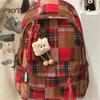 Schulrucksack neuer Herbst und Winter Retro Wollkaromuster Rucksack Mittelschule College-Stil Schulrucksack Ins Nische Hochwertiger Rucksack