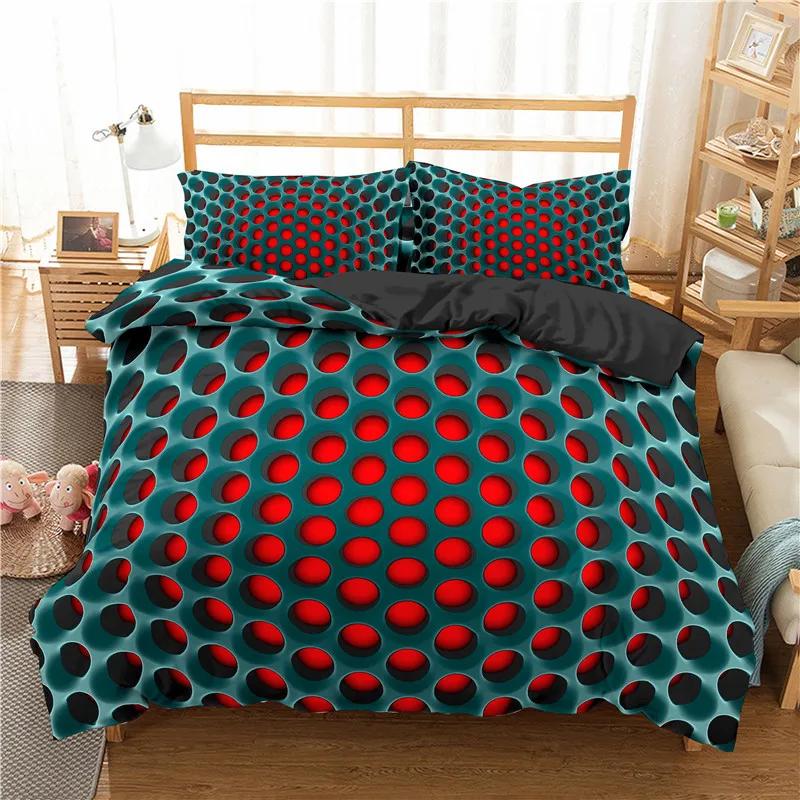 3D Holow/Round Hole Beding Set for Adult Peoples plus Children,Soft Duvet Cover Set,Twin Ful Quen plus King Bedrom Set,Home Textile gren