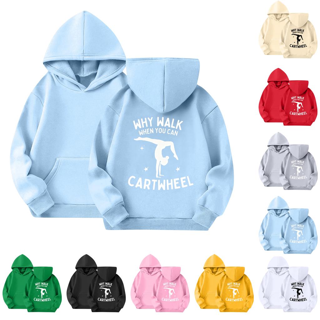 Children's Casual Round Neck Printed Pullover Long-sleeved Hooded Sweatshirt Top