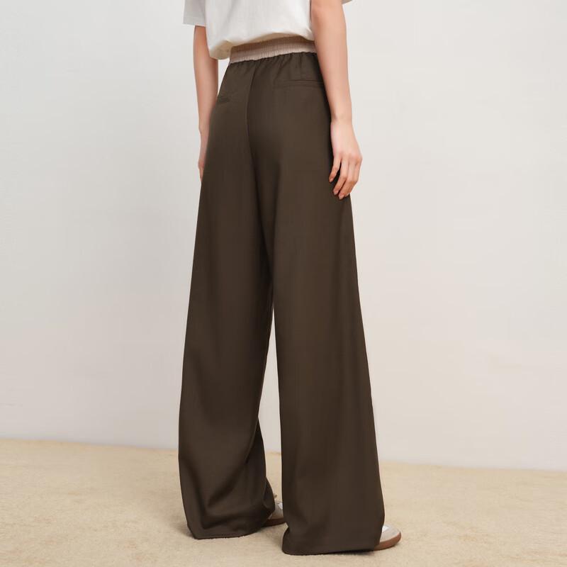 Elva' Island Women's Retro Brown Long Casual Pants