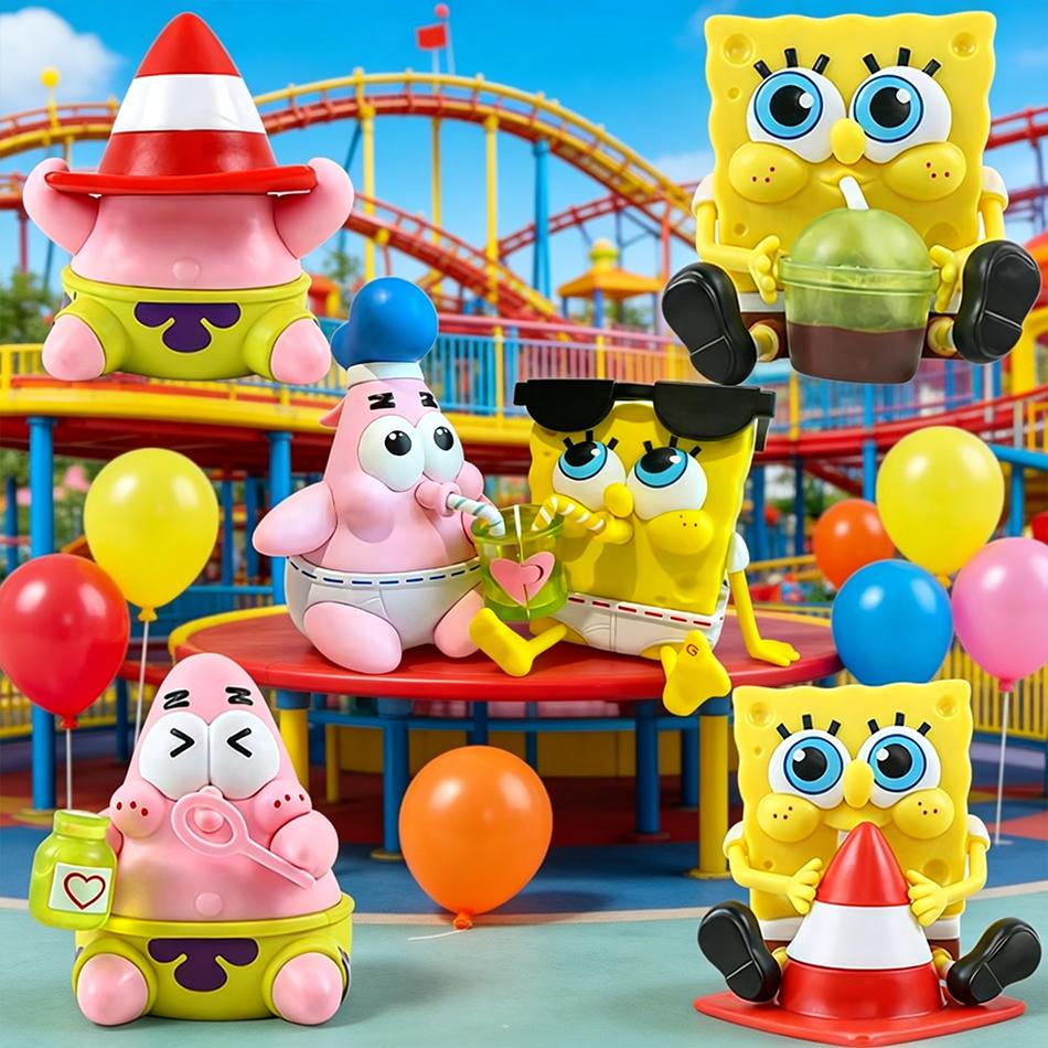 Toys Model 2027 Spongebob Action Figure Patrick Star Squidward Tentacles Delicious Crab Burger Anime Figure Collection Doll Gift