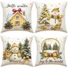 Christmas Pillow Covers 45x45cm Set of 4,Tree Snow Xmas Holiday Decor Throw Cushion Case Decoration for Sofa Couch