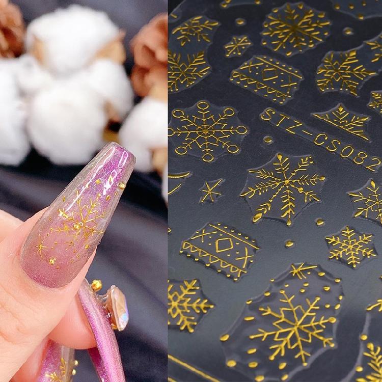 Christmas Nail Stickers 3D Xmas Design Self-adhesive Nail Decals Nail DIY Decor