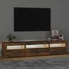 Vidaxl Szafka Pod Tv Z Oświetleniem Led, Przydymiony Dąb, 195X35X40 Cm