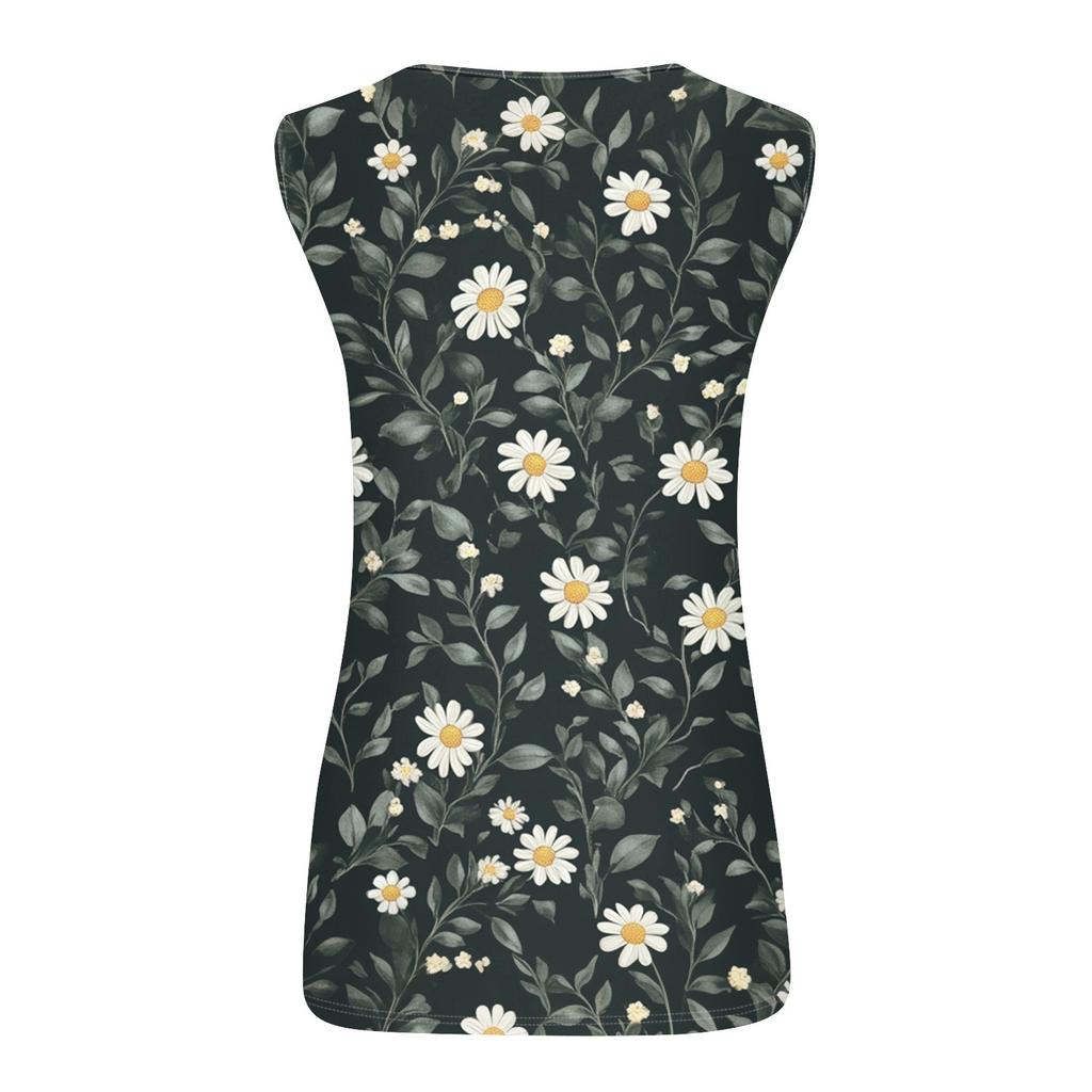 Womens Tank Top V Neck Basic Printed Casual Flowy Sleeveless Deep Side Cut Tops For Women