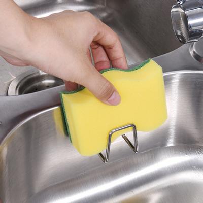Sponge Rack Self Adhesive Draining Stainless Steel Seamless Wall Hook for Kitchen