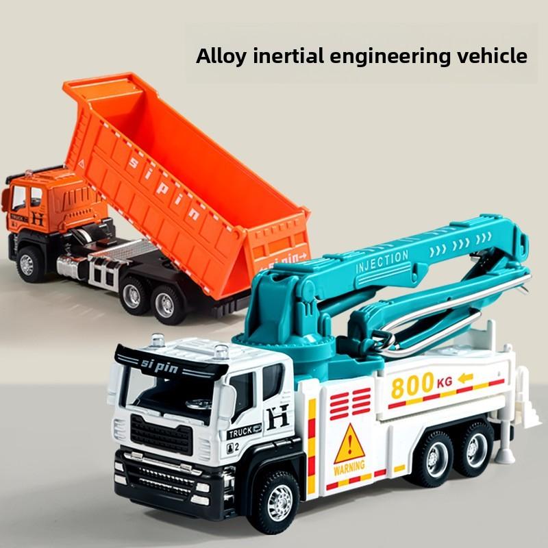 Crane Excavator Mixer Truck Engineering Vehicle Model With Inertia Alloy Construction For Kids Play And Collecting