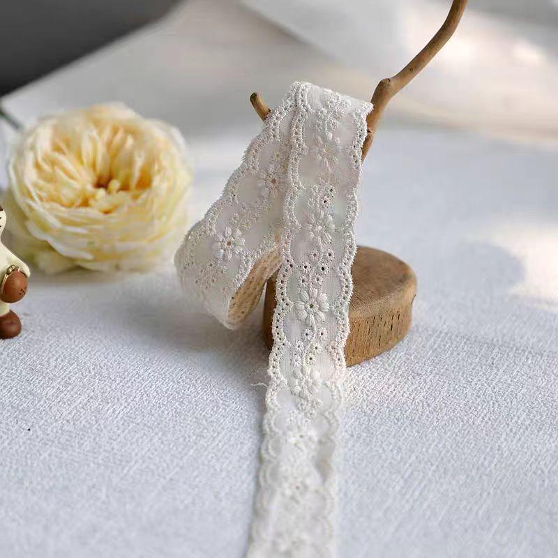 2 meter Blå Rosa Blomster Kant Broderi Blonder Bånd Kjole Klær Sy Tilbehør