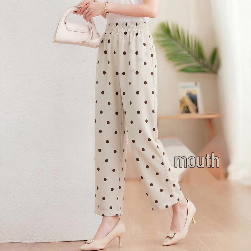 Women's Summer Polka Dot Straight Leg Casual Pants