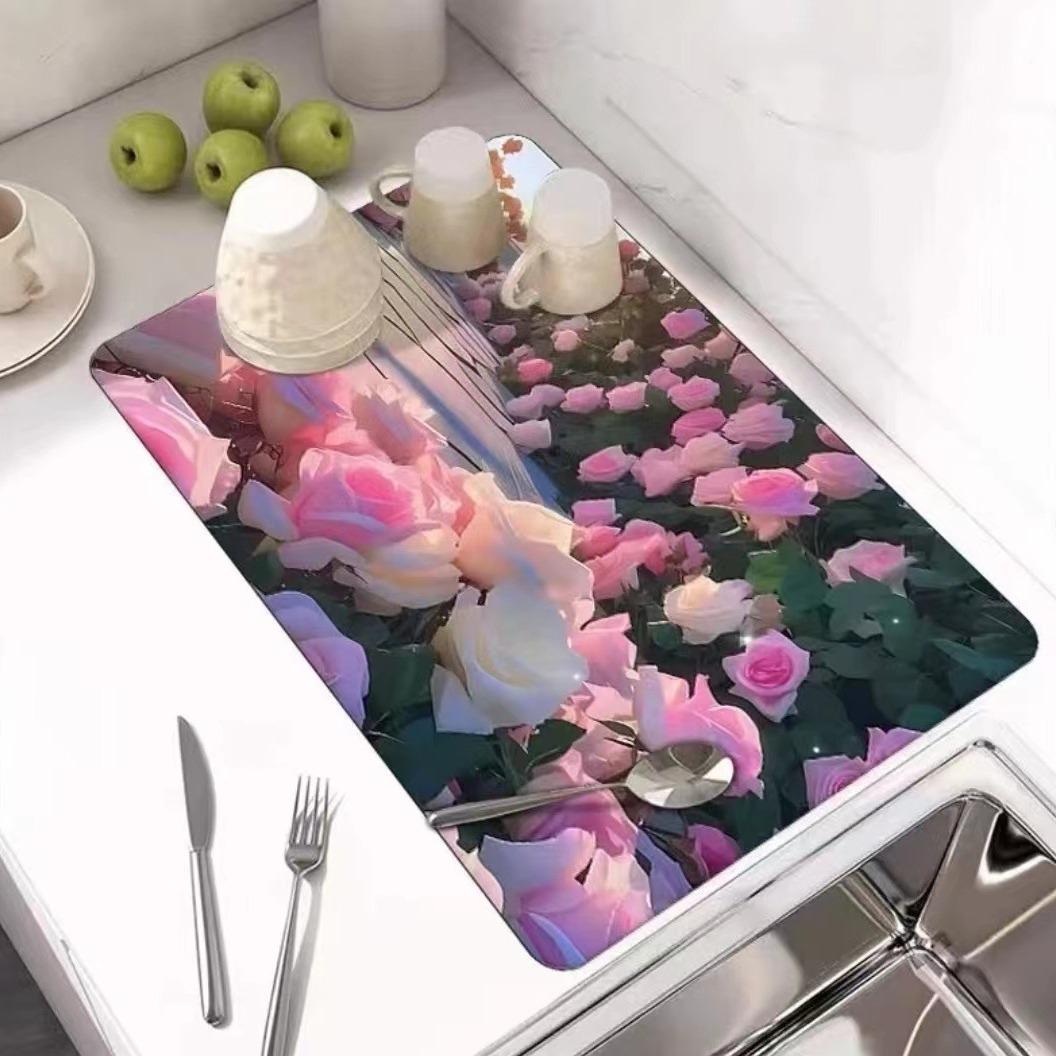 

Коврик для кухонной столешницы с впитывающим эффектом 3D Peony Flower 40x50 cm