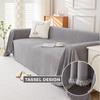 Chenille Sofa Covers Soft Washable Couch Covers for Sofa Furniture Protector Herringbone Pattern Sofa Cover with Tassel